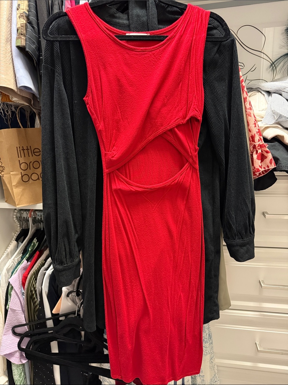 Red Cutout Sleeveless Bodycon Dress - Women's
